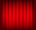 Entertainment curtains background for movies. Beautiful red theatre folded curtain drapes on black stage. Vector illustration. Royalty Free Stock Photo